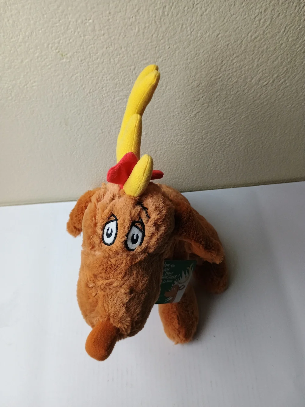 Dr. Seuss Max Plush Brown Plush Reindeer Dog with Yellow and Red Antlers